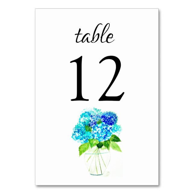 Numéro De Table Hydrangea Blue Watercolor Mariage Floral (Par défaut)