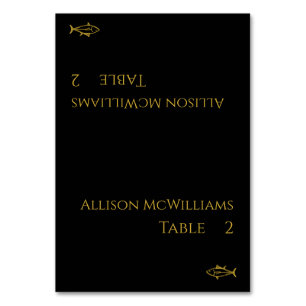 Numéro De Table Icône Black et Gold-Modern-Fish-