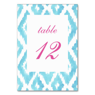 Numéro de table Ikat bleu turquoise