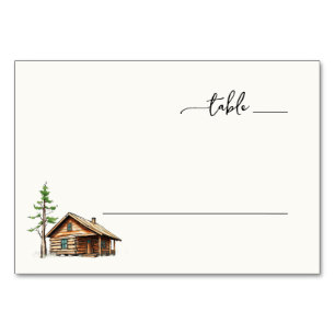 Numéro De Table Illustration de cabane à l'aquarelle marron cosy