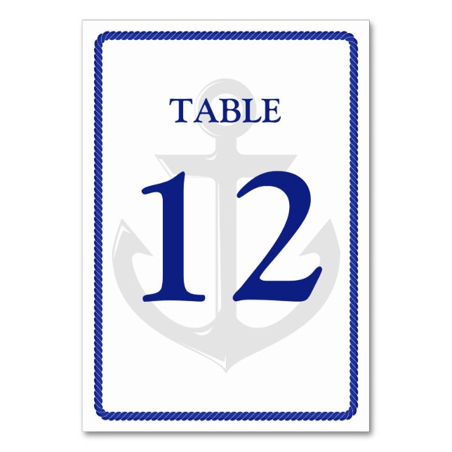 Numéro De Table Illustration de l'Ancre bleu bleu Mariage nautique (Par défaut)