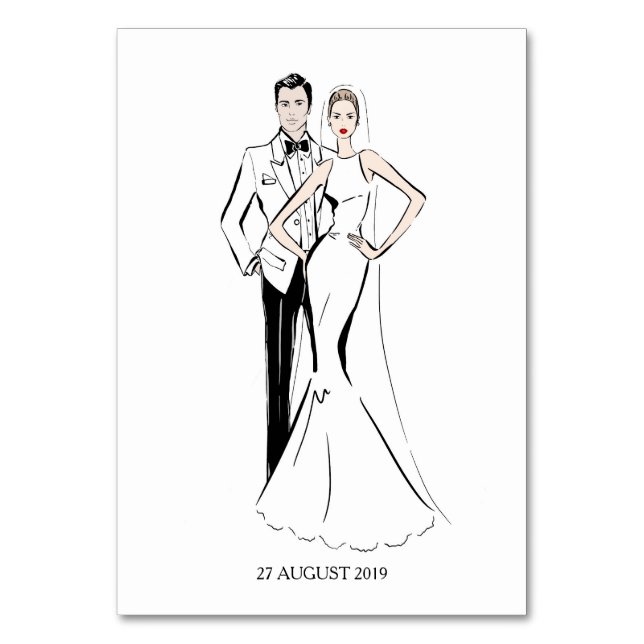 Numéro De Table Illustration de mode mariée et mariée (Par défaut)