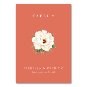 Numéro De Table Illustration florale de corail serein