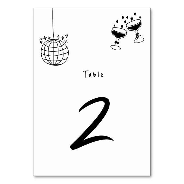 Numéro De Table Illustrations à main noire Doodles Mariage (Par défaut)