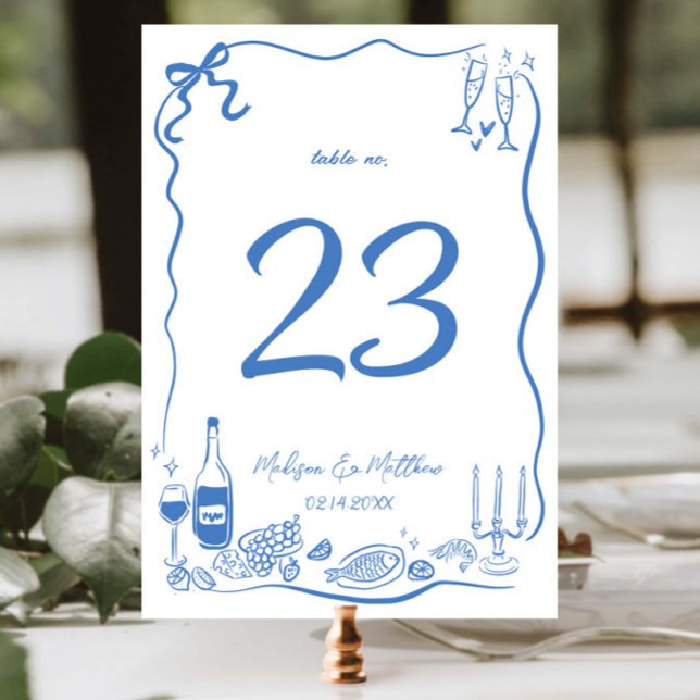 Numéro De Table Illustrations dessinées à la main Doodles Wedding  (Créateur téléchargé)