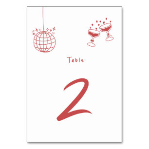 Numéro De Table Illustrations faites à la main Doodles Maroon Mari