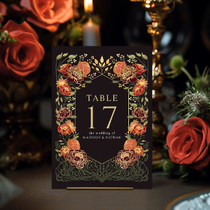 Numéro De Table Imaginaire noir et rouge Enchantée Mariage de jard