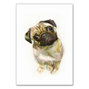 Numéro De Table Impression carlin face Chien de Carlin mignon