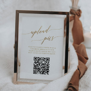 Numéro de table imprimable QR Code photo or élégan