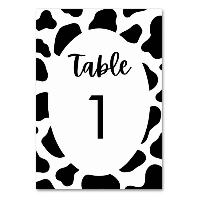 Numéro De Table Imprimer Vache Tableau Mariage à thème (Par défaut)