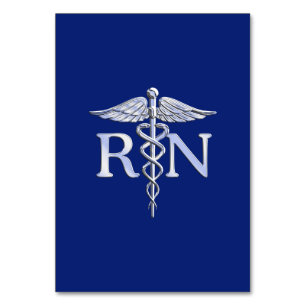 Numéro De Table Infirmière autorisée RN Caduceus sur Navy Blue