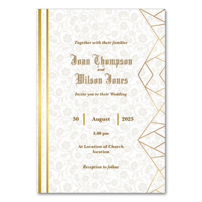 Numéro De Table Invitation pliée (Par défaut)