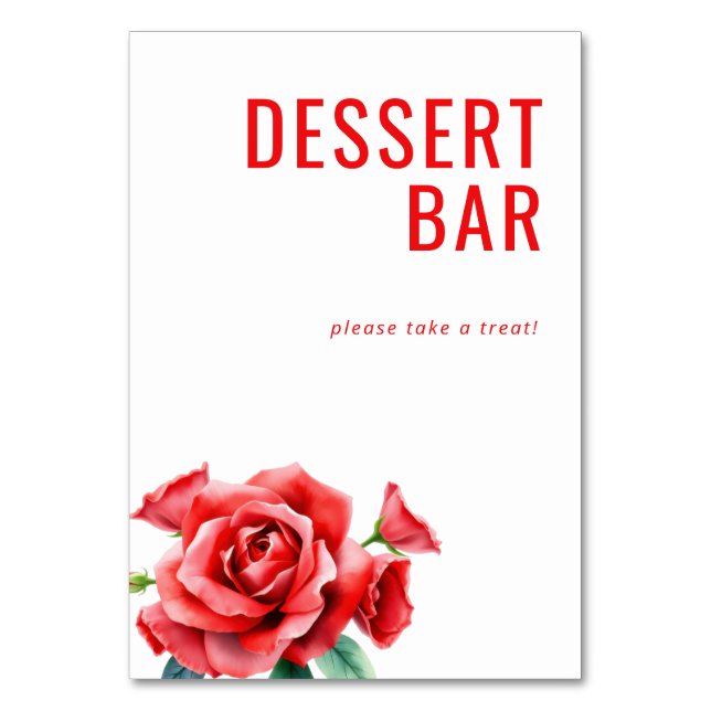 Numéro De Table Inviting Red Floral Dessert Bar Sign (Par défaut)
