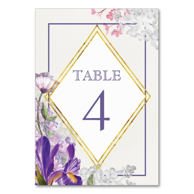 Numéro De Table Iris de printemps aquarelle florale (Par défaut)