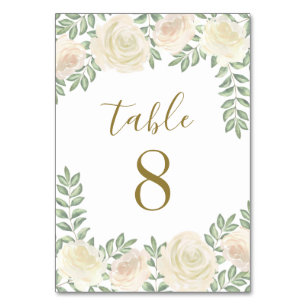 Numéro De Table Ivory Blush rose Floral Mariage Tableau Numéro Car