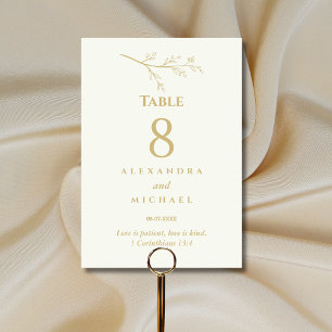 Numéro De Table Ivory Botanical Mariage Chrétien   