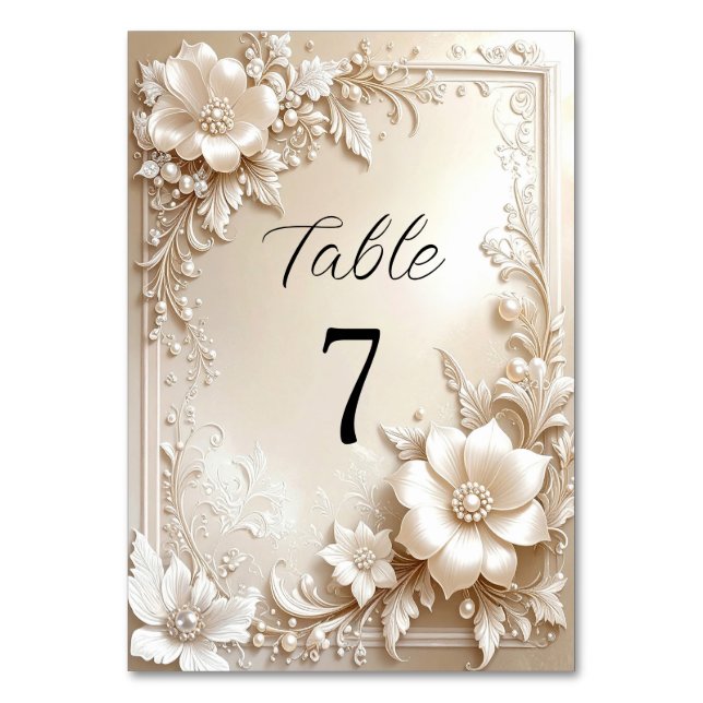 Numéro De Table Ivory Flowers Table Number (Par défaut)