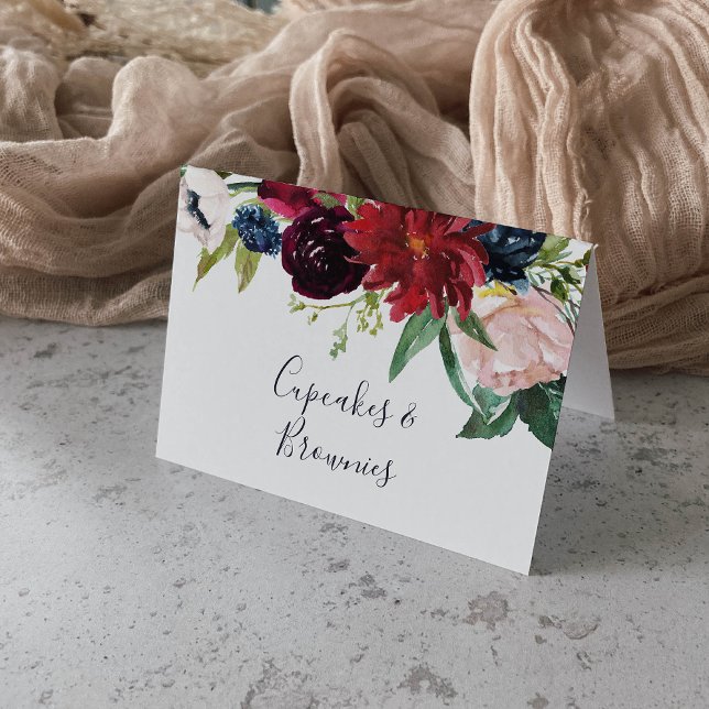 Numéro De Table Jardin d'automne | Burgundy Buffet Étiquettes alim (Créateur téléchargé)