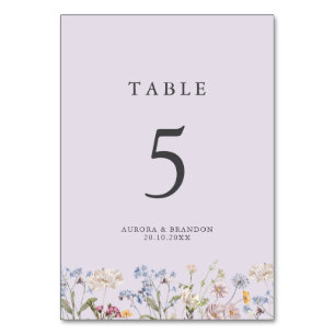 Numéro De Table Jardin de mariage de prairie de fleurs sauvages de