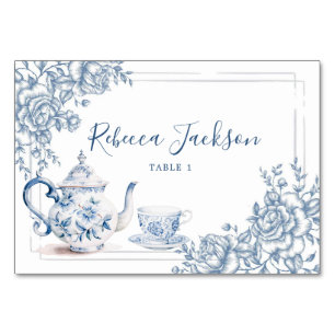Numéro De Table Jardin victorien bleu foncé L'après-midi Thé
