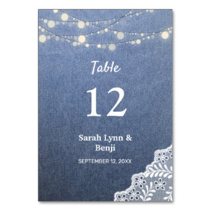 Numéro De Table Jean, Dentelle, Lumières À Cordes