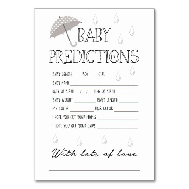 Numéro De Table Jeu de prédictions pour bébé pour le Baby shower (Par défaut)