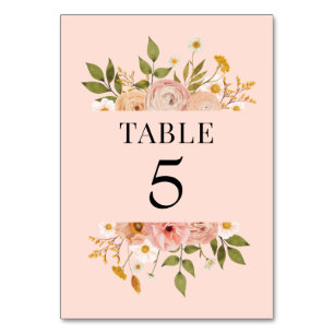 Numéro De Table Joli décor bohème fleuri mariage