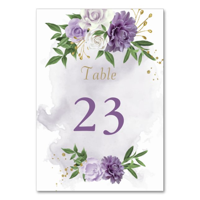 Numéro De Table joli fleurs violettes verdure (Par défaut)