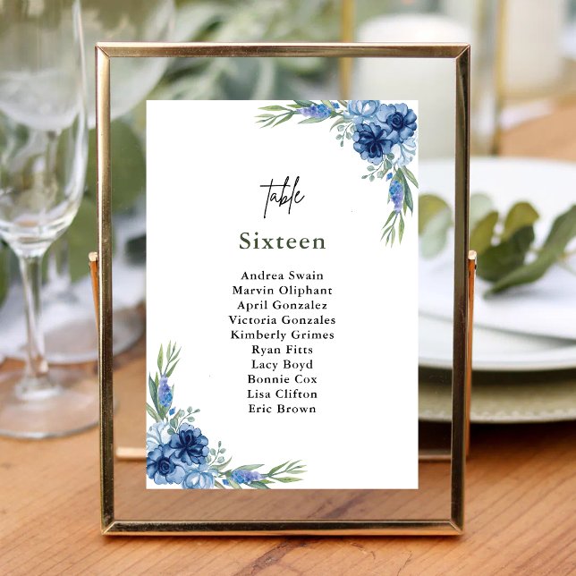 Numéro De Table Joli Mariage Floral Bleu Dusty (Créateur téléchargé)