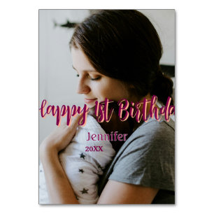 Numéro De Table Joyeux 1er anniversaire enfant bébé mère rouge ora