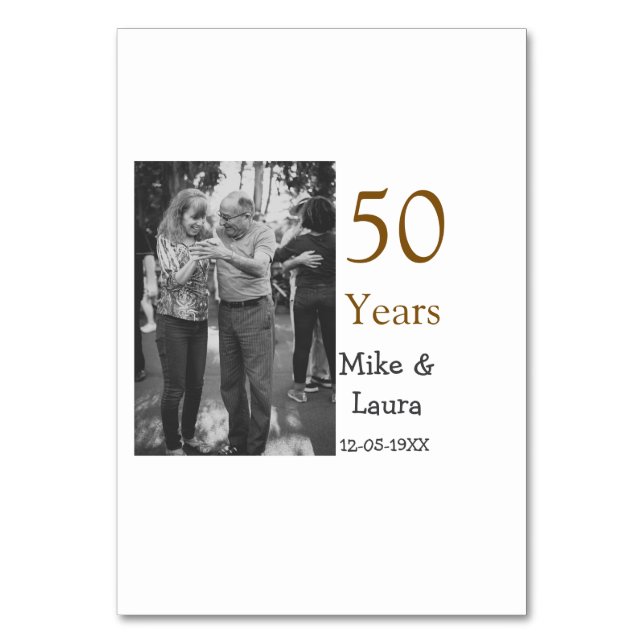 Numéro De Table Joyeux 50e anniversaire ajouter nom du couple date (Par défaut)