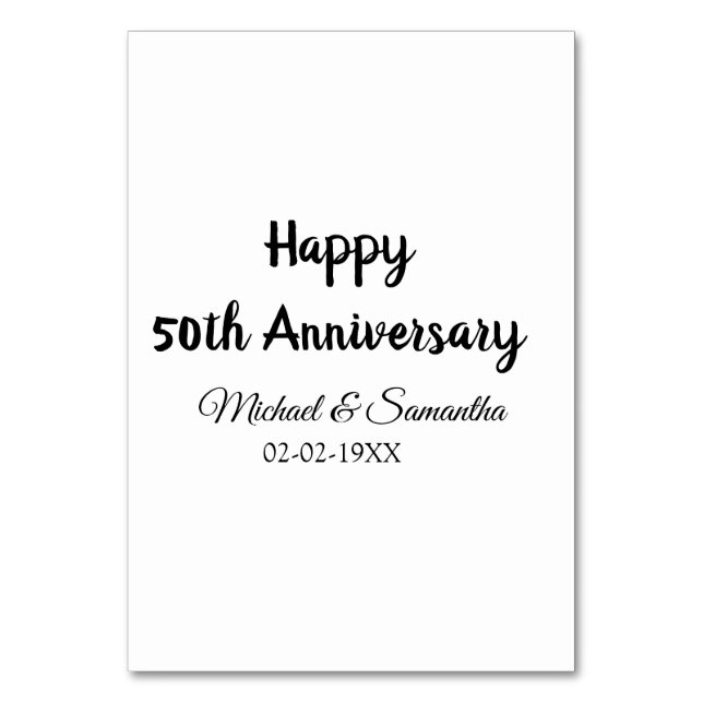 Numéro De Table Joyeux 50e anniversaire nom du couple date mariage (Par défaut)