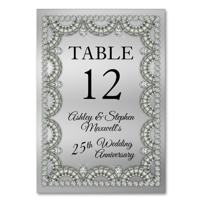 Numéro De Table Jubilé d'argent Diamant 25e anniversaire de mariag (Par défaut)
