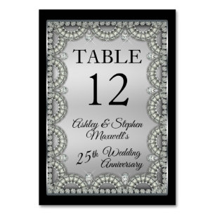 Numéro De Table Jubilé d'argent Diamond 25e anniversaire Mariage