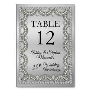 Numéro De Table Jubilé d'argent Diamond 25e anniversaire Mariage
