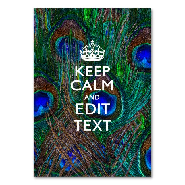 Numéro De Table Keep Calm and Your Text on Peacock Feathers (Par défaut)
