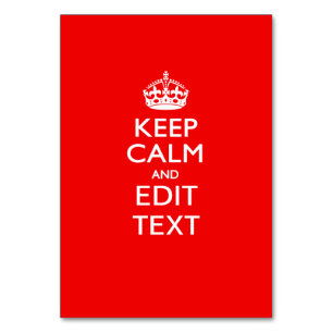 Numéro De Table KEEP CALM PERSONNALISÉ ET modifier le texte en rou