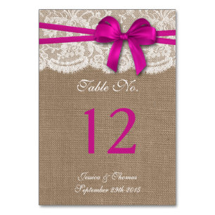 Numéro De Table La collection de Mariages Rustic Pink Bow