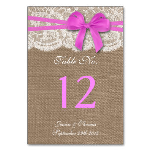 Numéro De Table La collection de Mariages Rustic Pink Bow