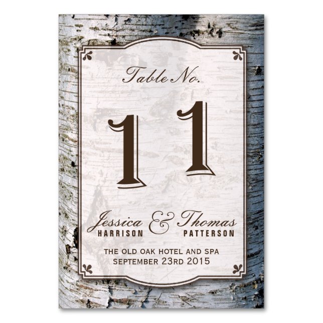 Numéro De Table La collection de Mariages Rustic Silver Birch Tree (Par défaut)