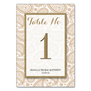Numéro De Table La collection Mariage moderne de Paisley - Brown