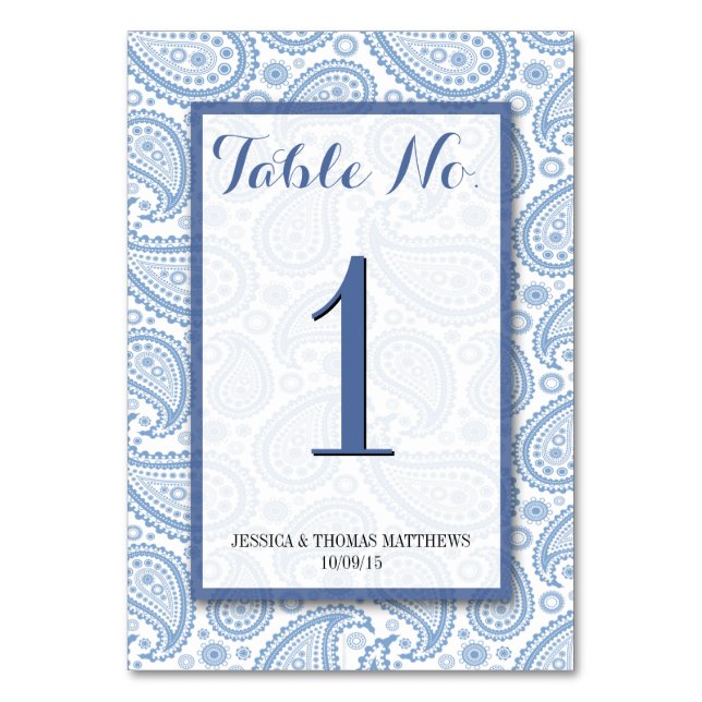 Numéro De Table La collection Mariage moderne Paisley - Bleu (Par défaut)