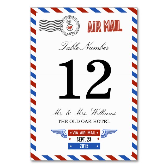 Numéro De Table La collection moderne de Mariages Airmail (Par défaut)