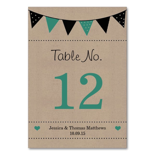 Numéro De Table La collection moderne de Mariages Bunting Turquois (Par défaut)