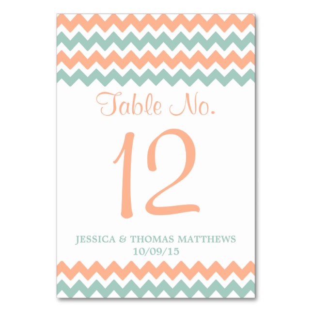 Numéro De Table La collection moderne de Mariages Chevron Peach &  (Par défaut)