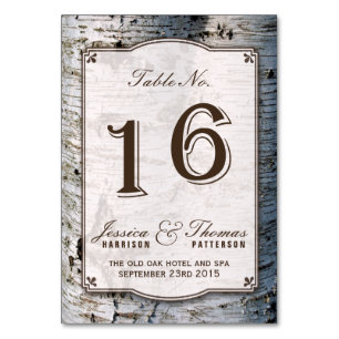 Numéro De Table La collection Rustique de Mariages de bouleaux arg