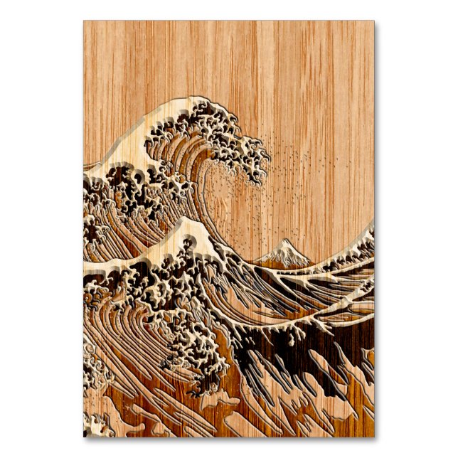Numéro De Table La Grande Vague Hokusai Style Bamboo Bois (Par défaut)