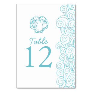 Numéro De Table La table de mariage de plage d'aqua de vagues de