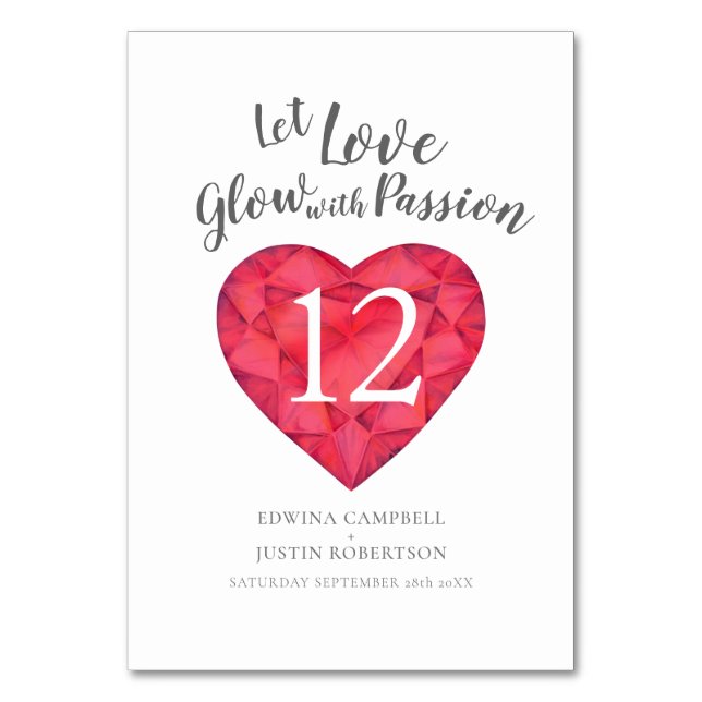 Numéro De Table Laisser l'amour éclater avec passion aquarelle rou (Par défaut)