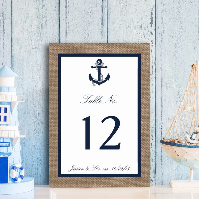 Numéro De Table L'Ancre De La Marine Sur La Collection De Mariages (Créateur téléchargé)